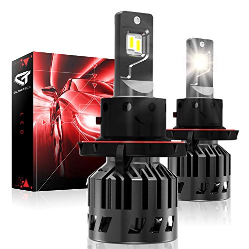 Glowteck (H13/9008) Led Headlight Bulbs Conversion Kit -High/Low Beam 6,000 Lumen/Pair 6000K Cool White Ip65 Water-Resistant Halogen Replacement Headlight Bulbs For Bright & Greater Visibility #TOP19