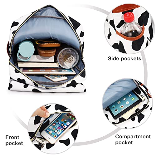 Vintage Backpack School Bag College Daypack Slim Travel Rucksack Cow4