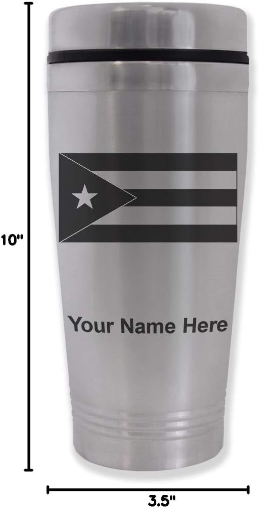 LaserGram 16oz Commuter Mug, Flag of Cuba, Personalized Engraving Included