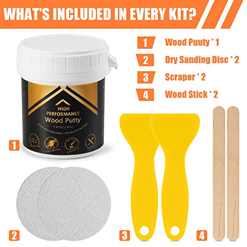 Image of Deuvuo Wood Filler, Wood Putty Filler White - Our Wood Grain Filler Offers a Quick and Lasting Fix for Any Damage or Flaw - Paintable, Stainable, Sandable & Quick Drying - 9.87 Ounce