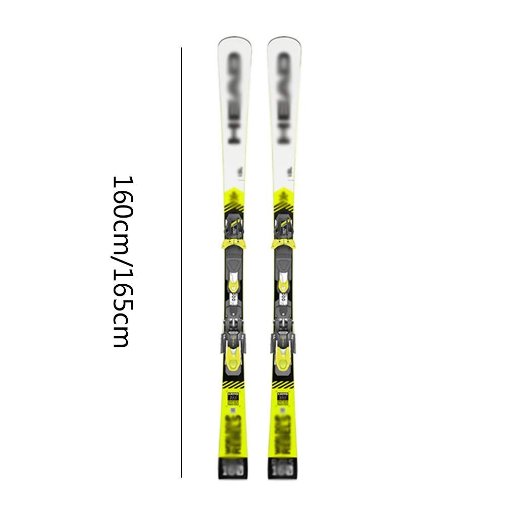 MU Ski Traîneaux long neige Conseil ski Veneer adulte double Conseil d'équipement de ski All-Around hommes et femmes d'équipement de ski avec support,Jaune,160cm / 62,9 pouces