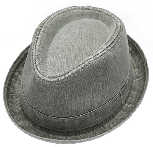 Men's Casual Vintage Style Washed Cotton Fedora Hat (Olive, Large-X-Large) #TOP1
