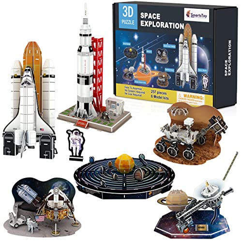 3D Puzzles for Kids 6-in-1 Set â€“ Outer Space Toys for 5+ Year Old Boys and Girls â€“ Solar System, Saturn, Apollo, Curiosity, Voyager and Space Shuttle Model 3D Puzzle