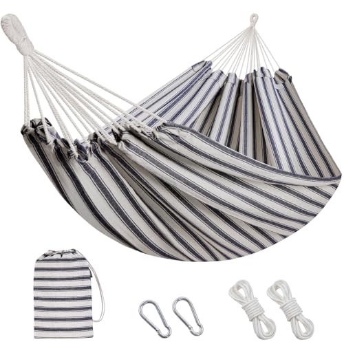 Brazilian Hammock with Tree Straps - Cotton Hammocks Portable Hammock with Carry Bag for Backyard, Porch, Outdoor and Indoor Use