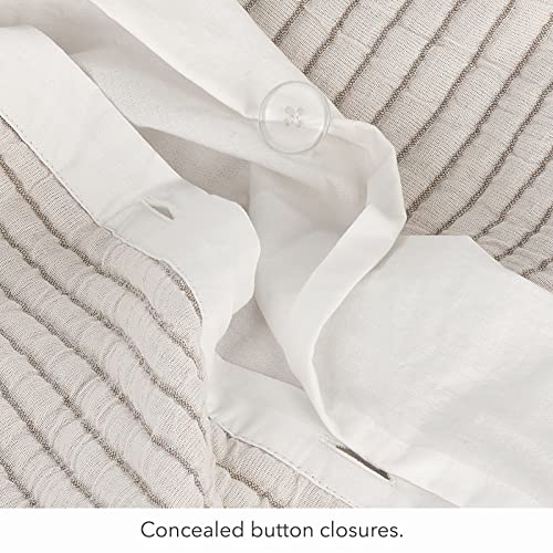 Nate Home By Nate Berkus 3-Piece Cotton Matelasse Duvet Cover Set | Lightweight Breathable Bedding From Mdesign - King Size - Includes 1 Duvet Cover, 2 Pillow Shams, Pearl/Morel (Cream) #TOP6