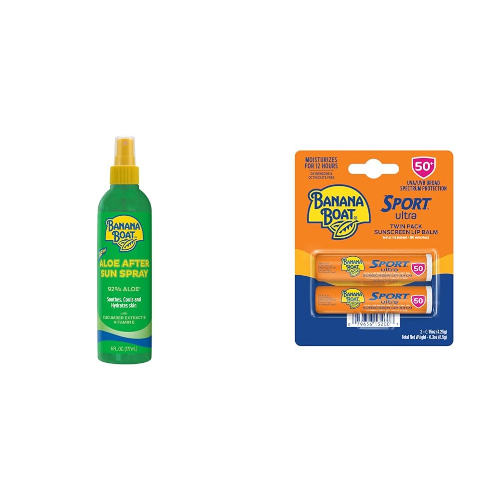 Banana Boat Aloe After Sun Spray and Lip Balm SPF 50 Twin