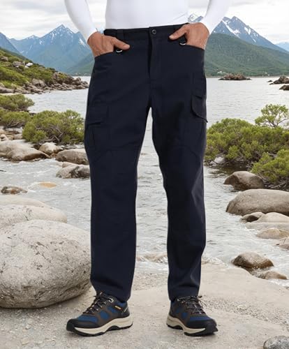 YUSHOW Wanderhose Herren Outdoor Robust Cargohose Atmungsaktiv Baumwolle Taktische Hose Wandern Arbeitshosen Männer Trekkinghose mit Taschen
