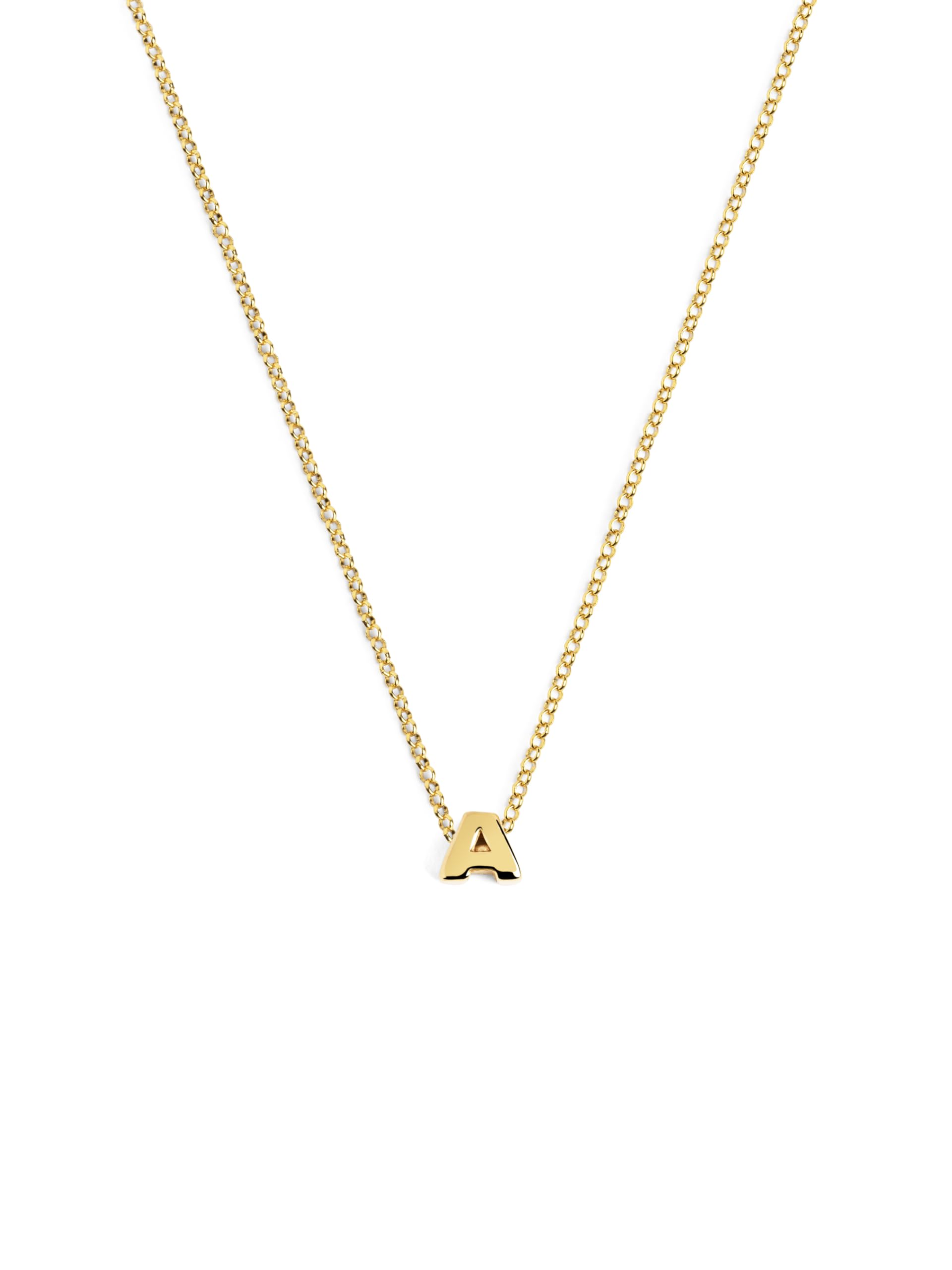 SINGULARU - Collar Personalizado Single Letter. Colgante en Plata de Ley 925 con Acabado Baño de Oro de 18 Kt. Cadena de Talla Unica. Joyas para Mujer. Letra A-Z