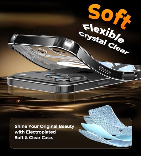 Image of Soft Case for iPhone 17 Pro with 360 Rotating Magnetic Stand, Compatible with Mag-Safe, 4X MIL-Drop Protection, Lightweight Glossy Anti-Yellowing Clear Back Phone Cover for iPhone 17 Pro 6.3 inch, Black