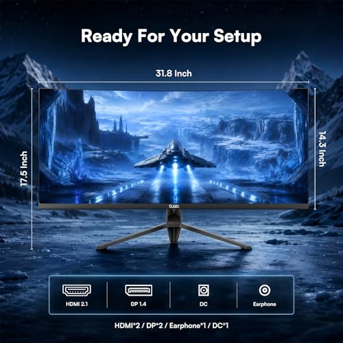 Image of 34 Inch Curved Gaming Monitor,21:9 WQHD 3440x1440 165Hz Curved 1500R - Ultrawide Computer Monitor PIP /PBP,1ms(MPRT) 127% sRGB,HDMI & DP,Tilt Adjustable,Panoramic for Office & Immersive Gaming