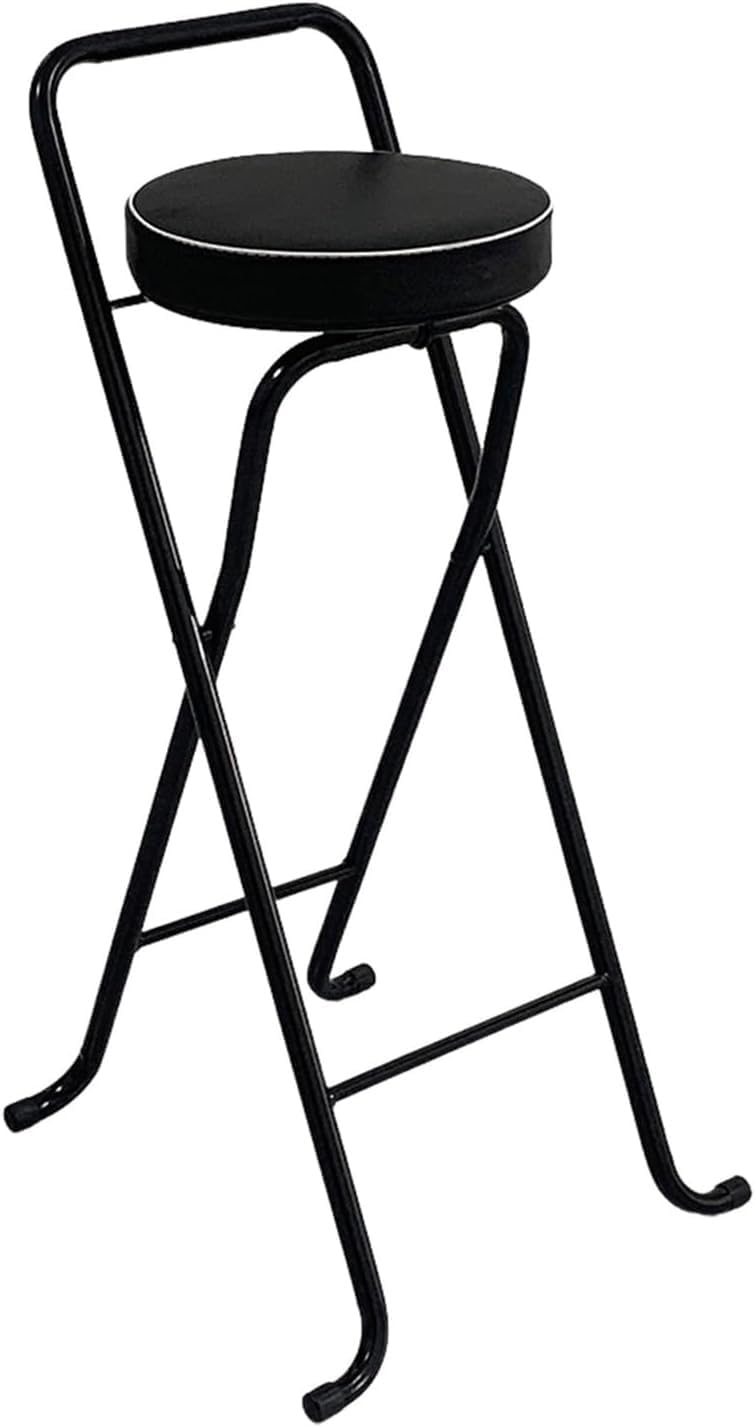 Folding Bar Stool with Comfortable Padded Seat Foldable Kitchen High Chair for Adults Portable Counter Height(Black,65cm/26inch)