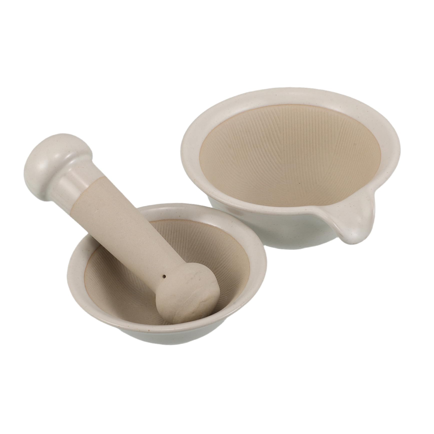 Babynahrungszerkleinerer 1 Satz Keramik Beige für Babybrei | Stößel, Handbetriebene Zubereitung, für Zuhause und Unterwegs, Leicht zu Reinigen
