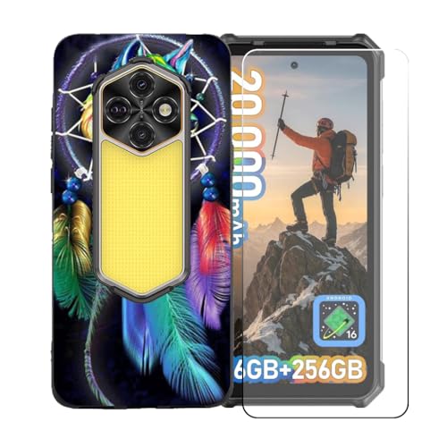 LCEHTOGYE �K�p Ulefone RugKing 5 Pro +�����K���X�X�N���[���v���e�N�^�[�p�P�[�X�A�K�p Ulefone RugKing 5 Pro (6,78")�ƌ݊����̂���u���b�N�\�t�gTPU�V���R���Q���P�[�X�ی�J�o�[ BST4