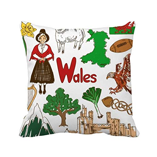 Housse de coussin drapeau du pays de Galles avec finitions soignées et textile carré robuste