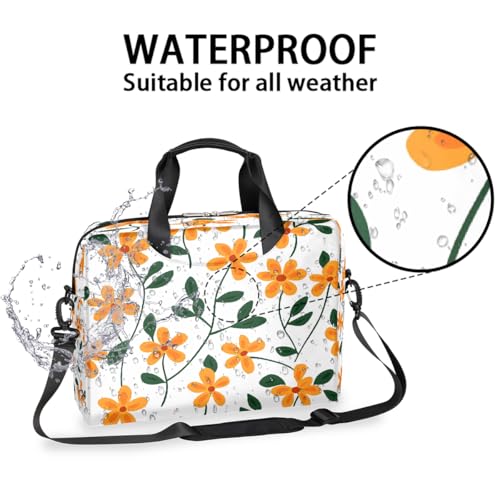 Maletín para portátil con flores naranjas para laptop hasta 16" miniatura 2
