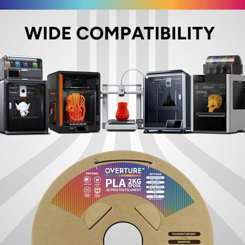Image of OVERTURE PLA Filament 1.75mm, Neatly Wound 3D Printer Filament 2kg Spool (4.4lbs), Dimensional Accuracy + /- 0.02 mm, Fit Most FDM 3D Printers (Black 2KG-1 Pack)