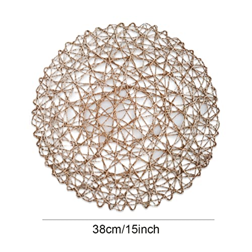 Ramadan Mubarak Place Mats,Round Paper Woven Placemats Dining Non Slip Placemats Heat Resistant Circle Table Mats 12Pcs Light Coffee Islamic Gifts #TOP2