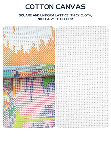 Joybohoo Cross Stitch Kits Stamped Full Range Of Embroidery Starter Kits For Beginners Diy 11Ct 3 Strands -Four Seasons Tree(Printed) 23.6X19.7 Inches #TOP2