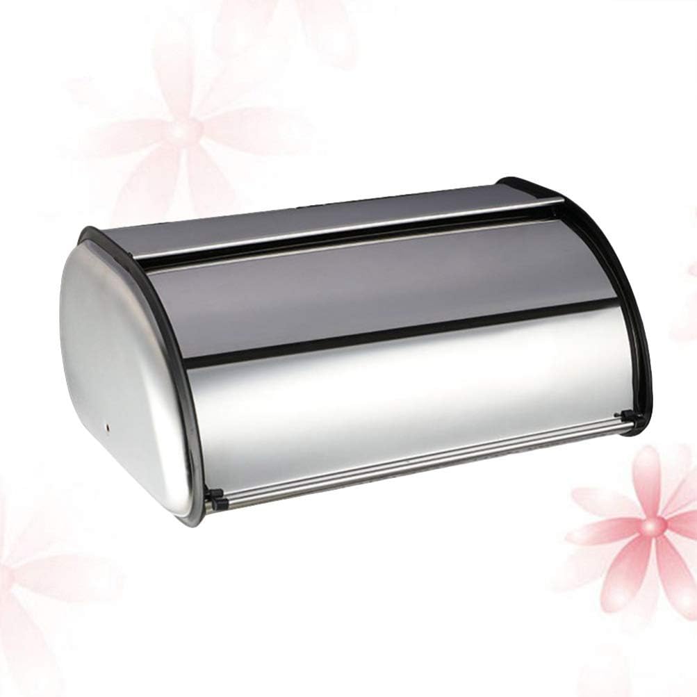 Garneck Stainless Steel Bread Box Roll Top Bread Box Storage Bin for Kitchen Metal Bread Bin Bread Storage Bread Holder (Silver)