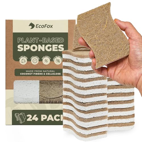 Plant-Based Kitchen Sponges (24 Pack) | FSC-Certified & PETA Approved