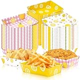Geefuun 50Pcs Lemon Paper Food Trays Decor Disposable Serving Plates Pink Yellow Lemonade Summer Theme Party Birthday Baby Shower Picnic Supplies Bulk