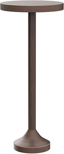 Miniatura 24 de Mesa de beber pequeña con pedestal, bandeja tradicional, mesa auxiliar superior, color espresso Marrón oscuro,Negro/Blanco,Marrón,expreso