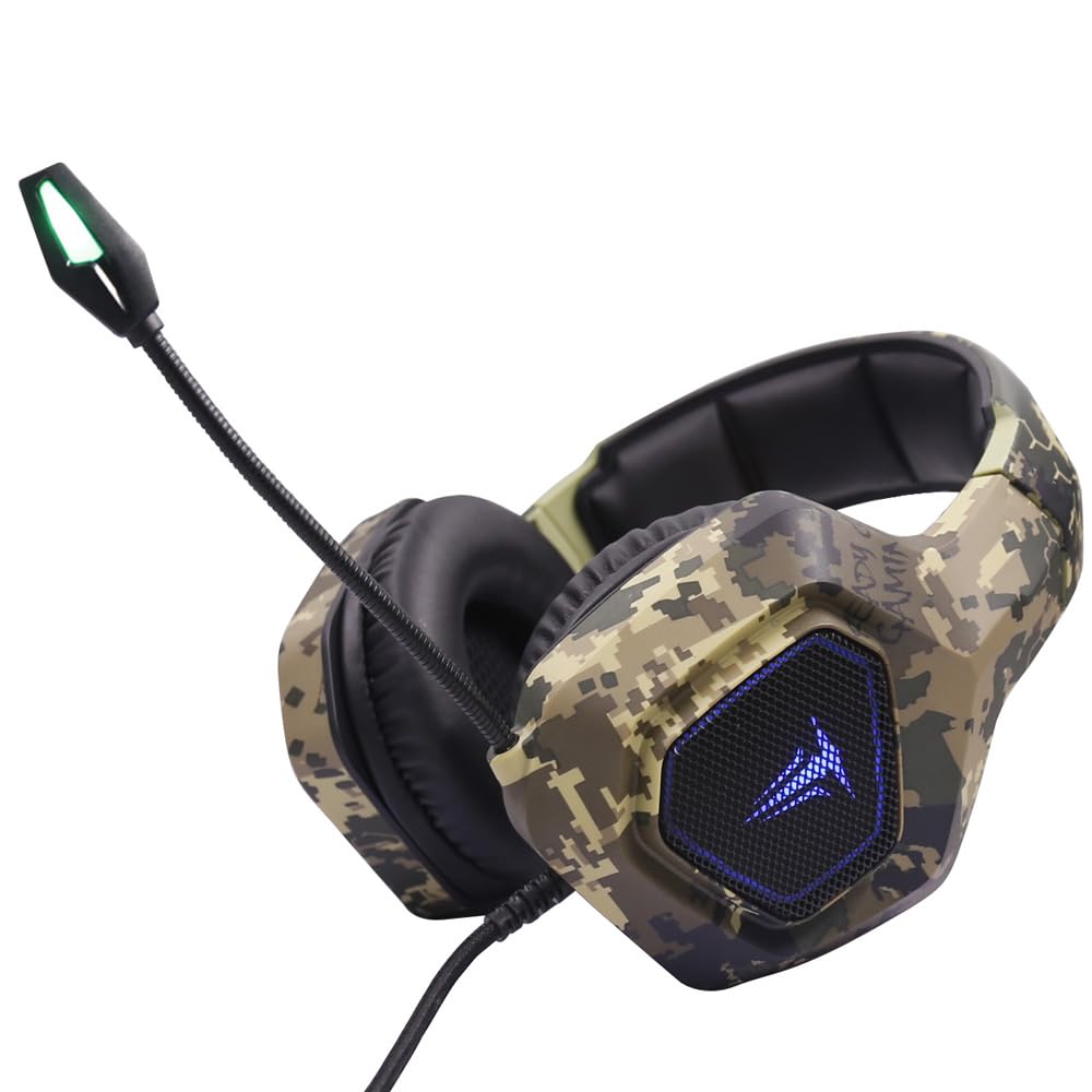 Cuffie Gaming con Microfono, Stereo 2.0, Jack 3,5mm + USB, LED RGB, Cavo 2,20m