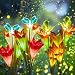 DUUDO Solar Garden Stake Lights, Upgraded Solar Powered Flower Lights with 12 Lily Flowers & Butterfly, 7-Color Solar Lights Outdoor Decorative for Patio, Backyard, Garden (Red & Purple, 4 Packs)