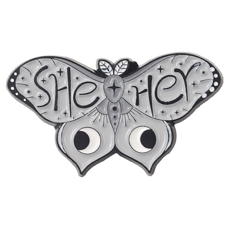 Image of LGBTQ Pronouns Cute Butterfly Pin - She They /He Him /They Them /She Her /He They Gender Identity Bulk Pins for Pride Parade, Daily Wear, Lapel, Hat, Backpack(Free 1pc Pride Sticker Included)
