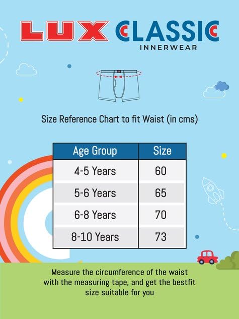 Image of Lux Classic Boys Trunk | 100% Cotton Soft and Comfortable Kids Underwear Trunk for Daily Use with Rash-Free Waistband (Color May Vary)