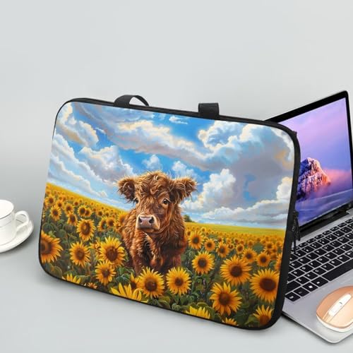 Funda para Laptop 17 pulgadas Estampado Sunflower Highland Cow miniatura 3