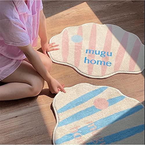 Tapis de bain antidérapant en forme de coquillage bleu absorbant - 5