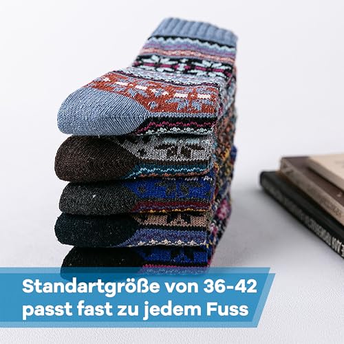 Netrox Socks 4 Paar gemusterte, warme und weiche Wintersocken
