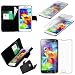 Produktbild ebestStar - kompatibel mit Samsung Galaxy S5 Hülle G900F, S5 New G903F Neo Kunstleder Wallet Case Handyhülle (PU Leder), Kartenfächern, Standfunktion, Schwarz + Panzer Schutz Glas