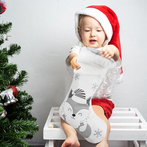 FINGOOO White Stockings Christmas, 2 Pack 19\" Cute Stockings Large Custom Xmas Stockings for Holiday Family Decorations (Snowman and Fox) - Thumbnail 7