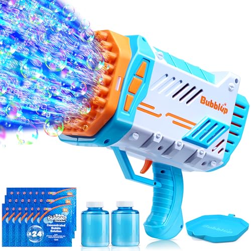 SLOOSH Seifenblasenmaschine Pistole, Seifenblasenpistole Kinder mit Licht, Bazooka Rakete Form Seifenblasenpistolen Blaster W/seifenblasen Lösung, Sommer Spielzeug, Geschenke, Hochzeit