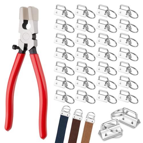 YINGKESI 70pcs Key Fob Hardware Set 1 Inch with Key Fob Pliers