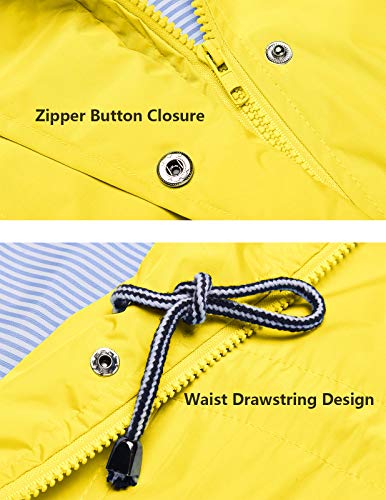 image for Kikibell Yellow Rain Jacket Women Slicker Active Outdoor Hooded Long S