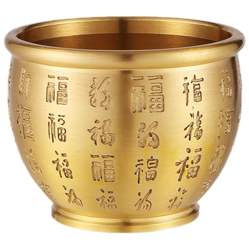DOITOOL Cicada Hundred Blessings 3.54In Small Treasure Basin Brass Fortune Offering Bowl Feng Shui Wealth Decoration for Home Office Table Centerpiece