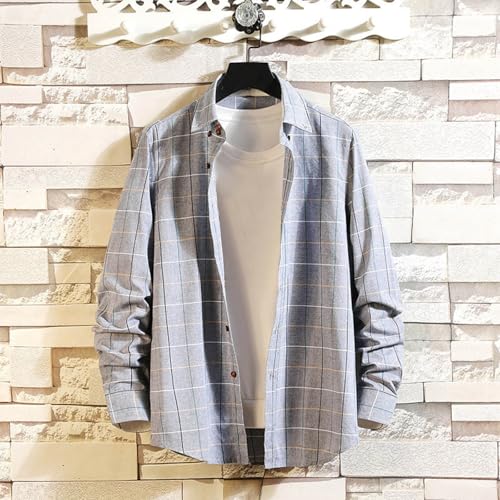 Mens Fall Fashion 2025 Long Sleeve Button Down Plaid Shirt Loose Jackets Casual Fall Outfits Dressy Casual Jackets Top2
