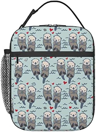 Sea Otters Lunch Box For Women Men Girls Boys,Reusable Insulated Portable Lunch Bag,Leakproof Cooler Adjustable Handle Large Capacity Meal Tote Bag For Work Picnic School Travel