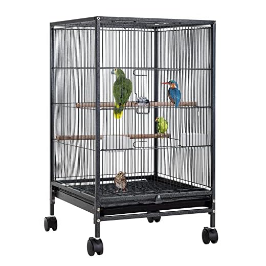 BestPet 35 inch 53 inch Wrought Iron Bird Cage with Play Open Top and Rolling Stand,Large Parrot Cage Bird Cages for Parakeets,Cockatiel, Canary, Finch, Lovebird, Parrotlet,Pigeons (35 inch)