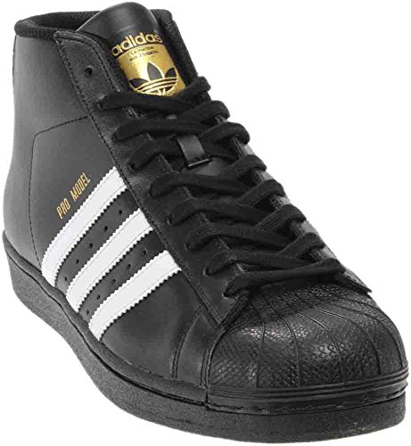 adidas Originals Men's Pro Model Fashion Sneaker, Black/White/Metallic/Gold, 10.5 M US