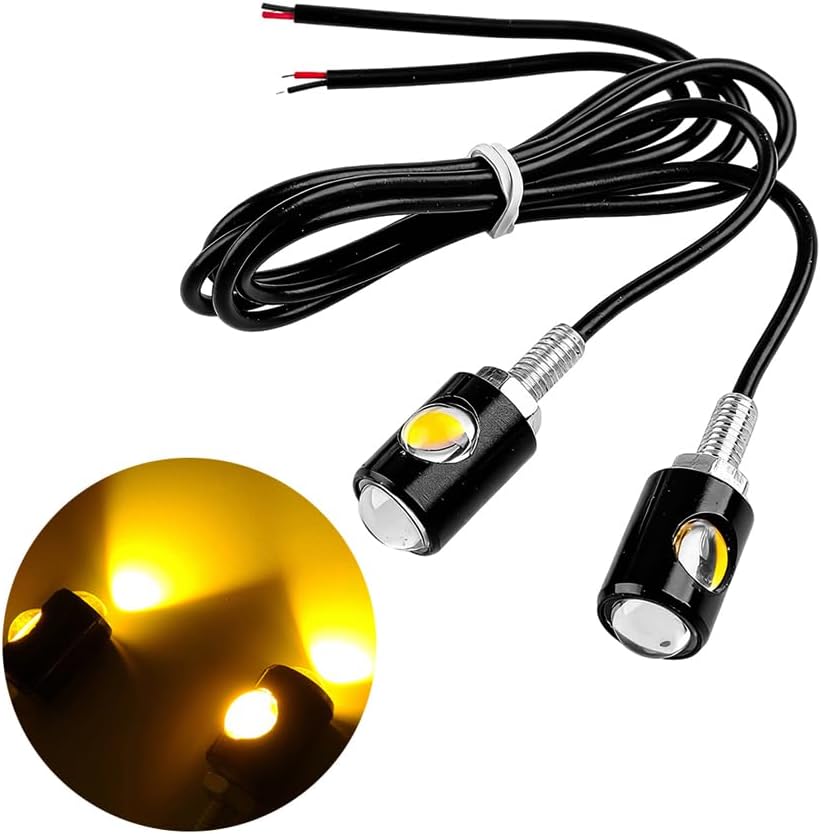 Car License Plate Light, 2PCS 12V 3W Super Bright Waterproof Vehicle License Plate Screw Bolt LED Bulb, Auto Exterior Tag Lights, Universal for SUV Motorcycle Caravan (Yellow)