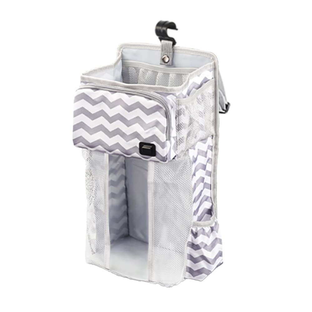 RYAP Hanging Diaper Organizer for Changing Table & Crib Baby Diaper Stacker Crib Organizer Nursery Hanging Organizer for Baby Bed with Warmer Pocket-image-13