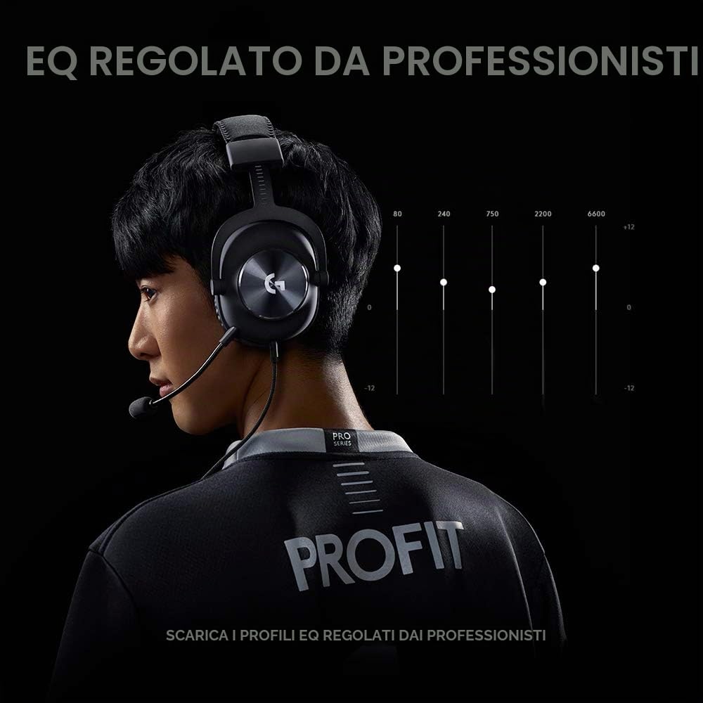 Logitech G PRO X - Cuffie da gioco con Blue VO!CE, USB, nero (ricondizionato)
