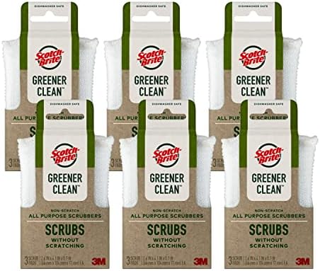 Scotch-Brite Greener Clean Scrubbers Non-Scratch Scrub Sponge, 18 Count, Natural