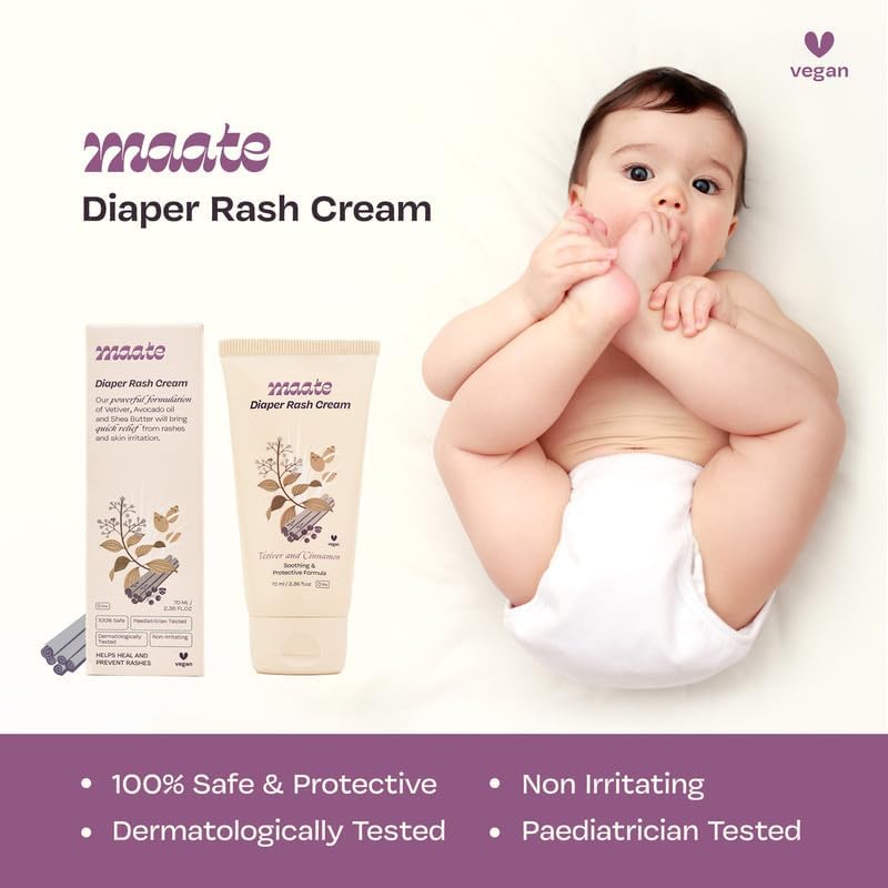 Image of Maate Baby Body Wash 250 ml & Diaper Rash Cream 70 ml Combo | Natural Care with Beetroot, Aloe Vera & Avocado Oils | Tear-Free, Soothing, pH Balanced for Sensitive Skin | Babies & Kids 0m+