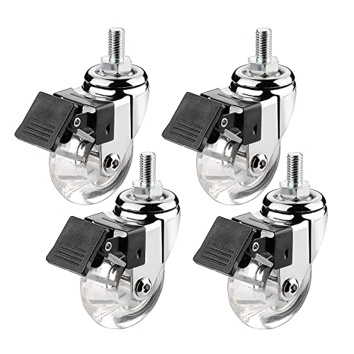 Roulettes pivotantes en caoutchouc transparent de 5 cm anti-trace M8 M10