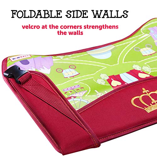 Coolmum Kids Travel Tray, Toddler Car Seat Tray, Activity Organizer, Snack Lap Tray, Baby Stroller Tray, Airplane Play Table, Waterproof and Foldable (Premium Red/Pink) - Thumbnail 5